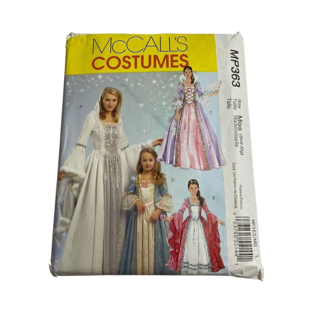McCalls MP363 Adult Princess Costume Sewing Pattern 8-22 UNCUT Halloween Cosplay